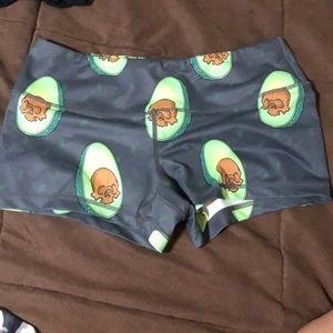 Feed me fight me skull avocado shorts